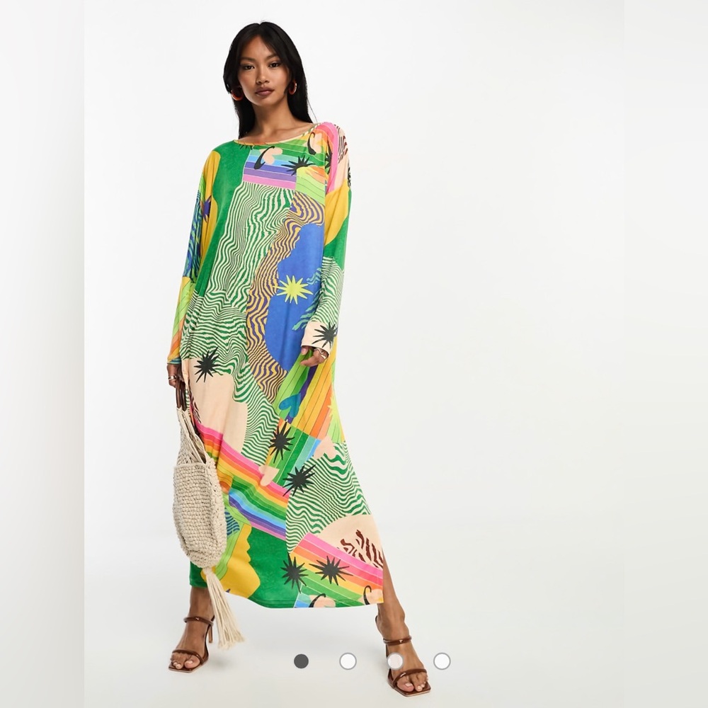 Never Fully Dressed oversized midaxi dress in bright xylophone print